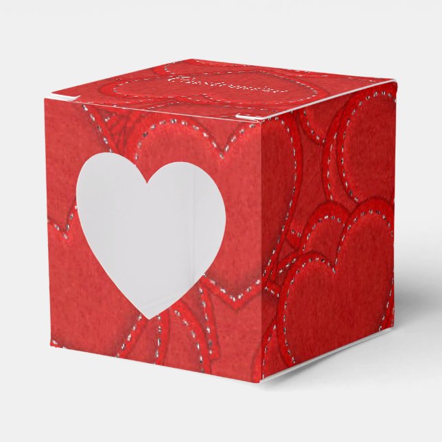 Stitched Hearts Valentine's Day Heart Favor Box (Front Side)