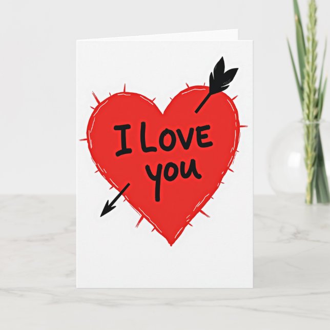 Stitched I Love You Heart Card (Front)