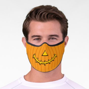Stitched Jack-o-lantern Premium Face Mask by ValerieDesigns3 at Zazzle