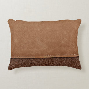 Stitched leather: gray, black background. accent pillow