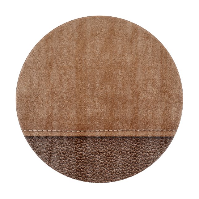 Stitched leather: gray, black background. cutting board (Front)