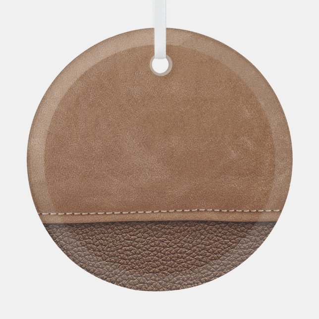 Stitched leather: gray, black background. glass ornament (Front)