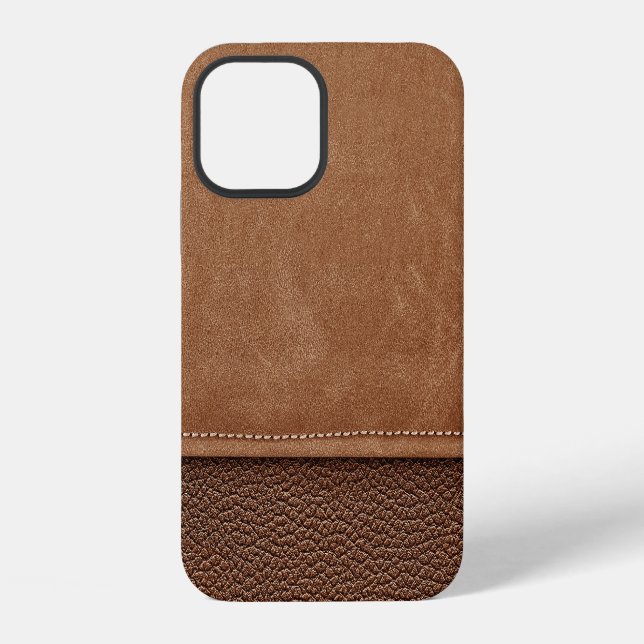 Stitched leather: gray, black background. iphone case (Back)