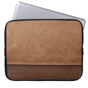 Stitched leather: gray, black background. laptop sleeve