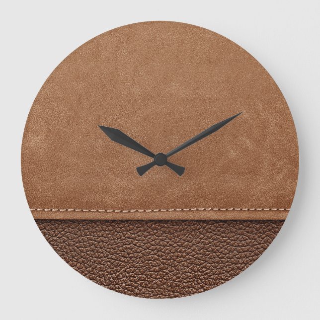 Stitched leather: gray, black background. large clock (Front)