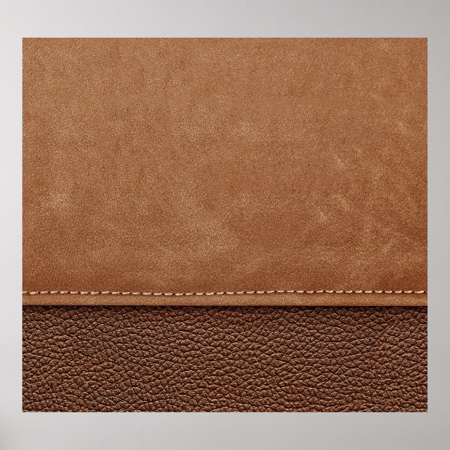 Stitched leather: gray, black background. poster (Front)