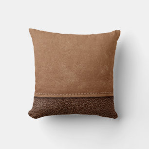 Stitched leather: gray, black background. throw pillow
