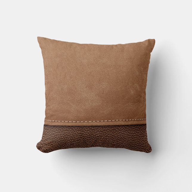 Stitched leather: gray, black background. throw pillow (Front)