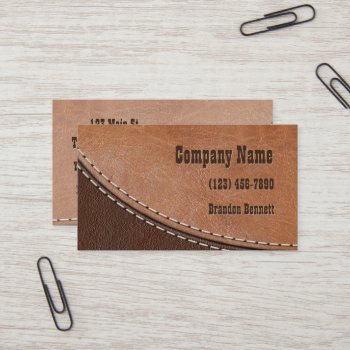 Stitched Leather Interior Design Business Card by timelesscreations at Zazzle