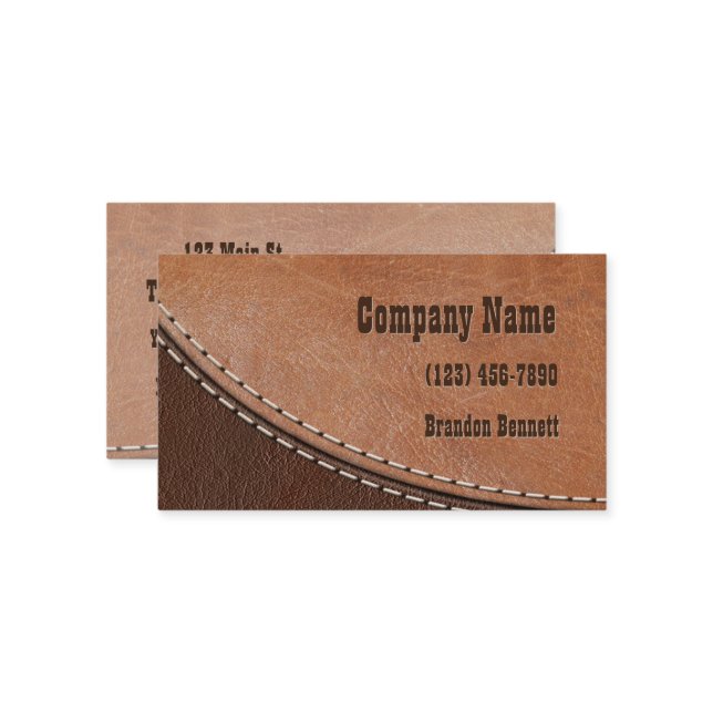 Stitched Leather Interior Design Business Card (Front/Back In Situ)