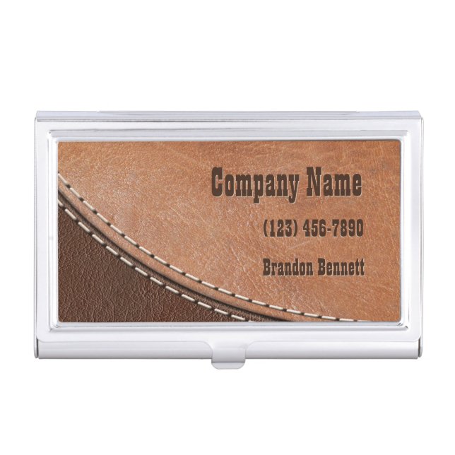 Stitched Leather Interior Design Business Card Case (Front)