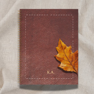 Stitched Leather-Look & Autumn Leaf Notebook