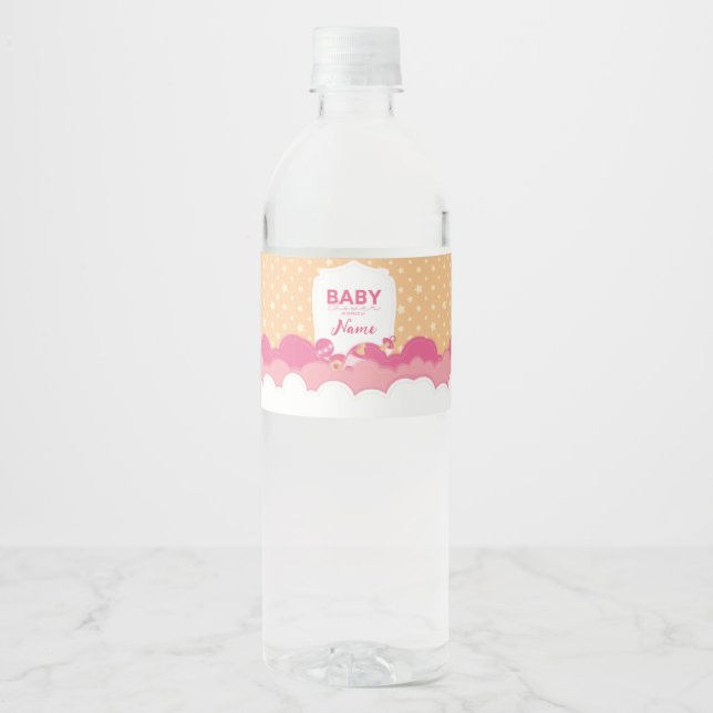 Stitched Love Baby Shower Water Bottle  Water Bottle Label (Front)