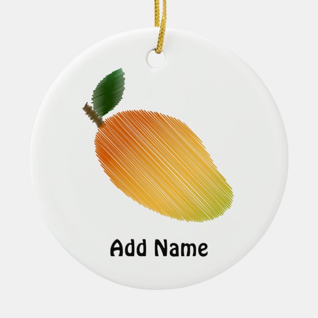 Stitched mango design ceramic ornament (Front)
