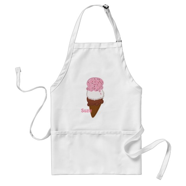Stitched-Neapolitan-Ice-Cream-Cones-2-APRON Adult Apron (Front)