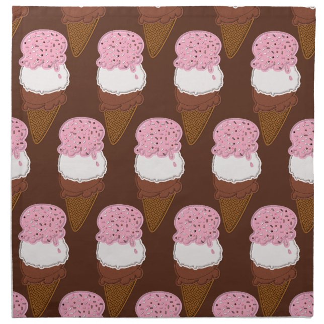Stitched-Neapolitan-Ice-Cream-Cones-2-NAPKINS Cloth Napkin (Front)