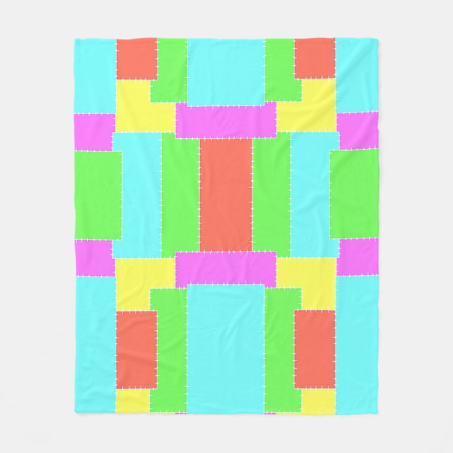 Stitched Quilt look Fleece Blanket (Front)