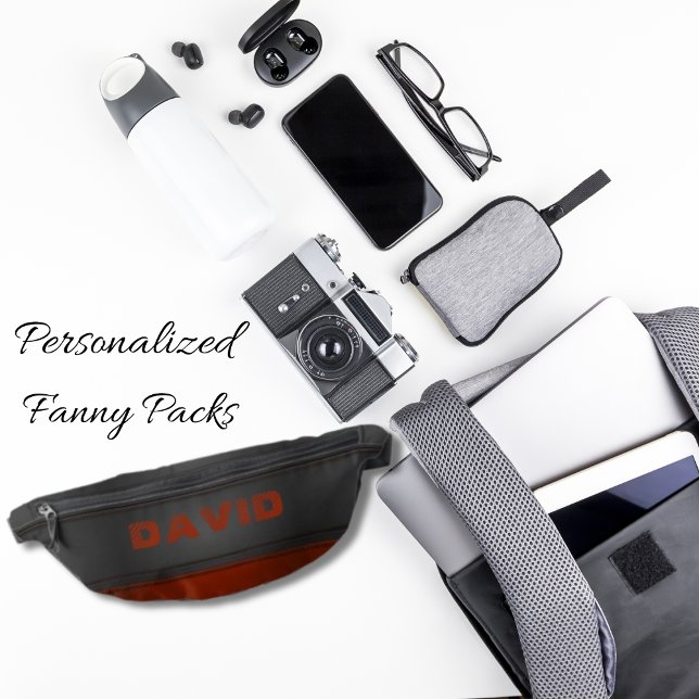 Stitched Red Leather Stripe on Black Leather Men Fanny Pack (Creator Uploaded)