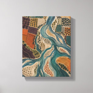 Stitched River Delta Modern Textile Abstract Canvas Print