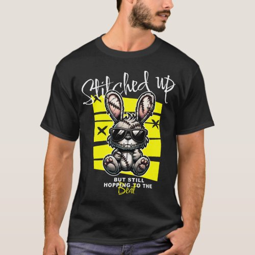 Stitched Up Bunny Hopping to the Beat  T_Shirt