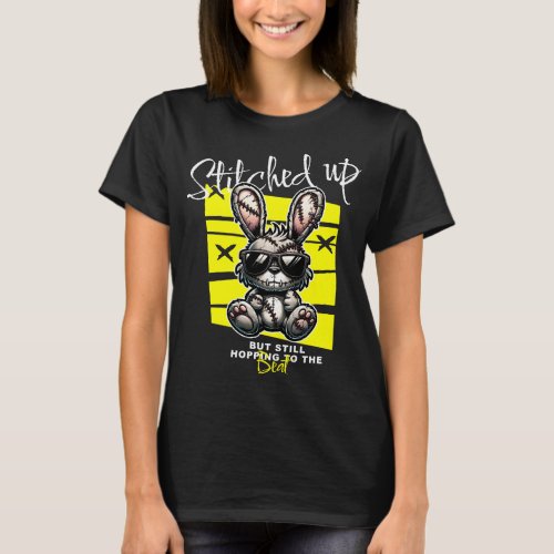 Stitched Up Bunny Hopping to the Beat T_Shirt