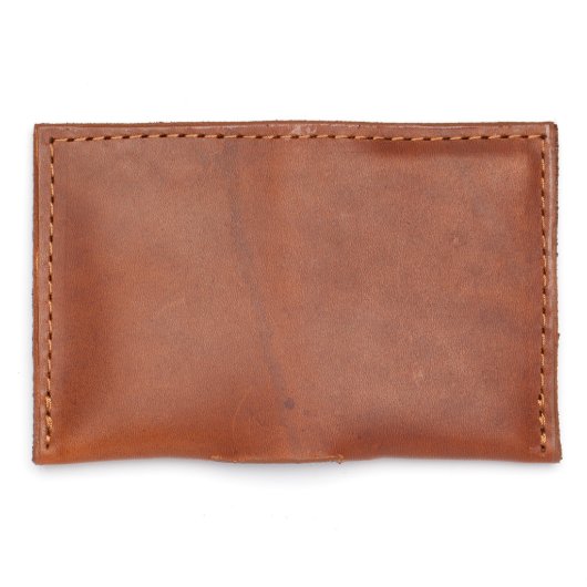 Stitched Walnut Brown Leather Slim Wallet  (Flat)