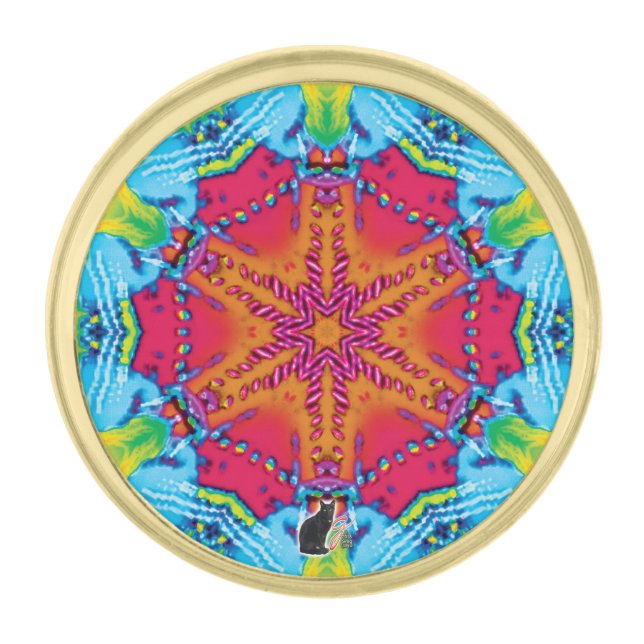 Stitches Kaleidoscope Lapel Pin (Front)