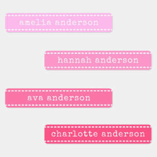 Stitches Pretty Pink Girls Waterproof Name Label
