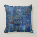 Stitching Patchwork Blue Indigo Sashiko Boro Art Throw Pillow