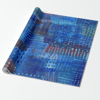 Stitching Patchwork Blue Indigo Sashiko Boro Art Wrapping Paper