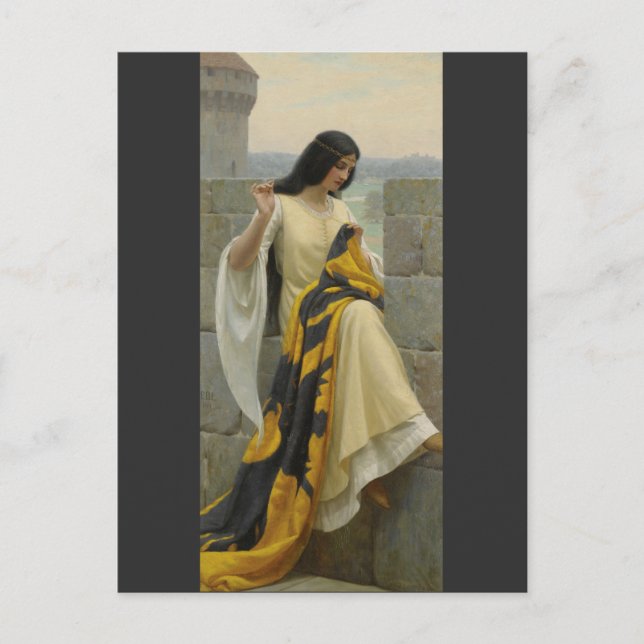 Stitching the Standard by Edmund Leighton, c. 1911 Postcard (Front)