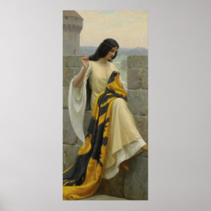 Stitching the Standard by Edmund Leighton, c. 1911 Poster
