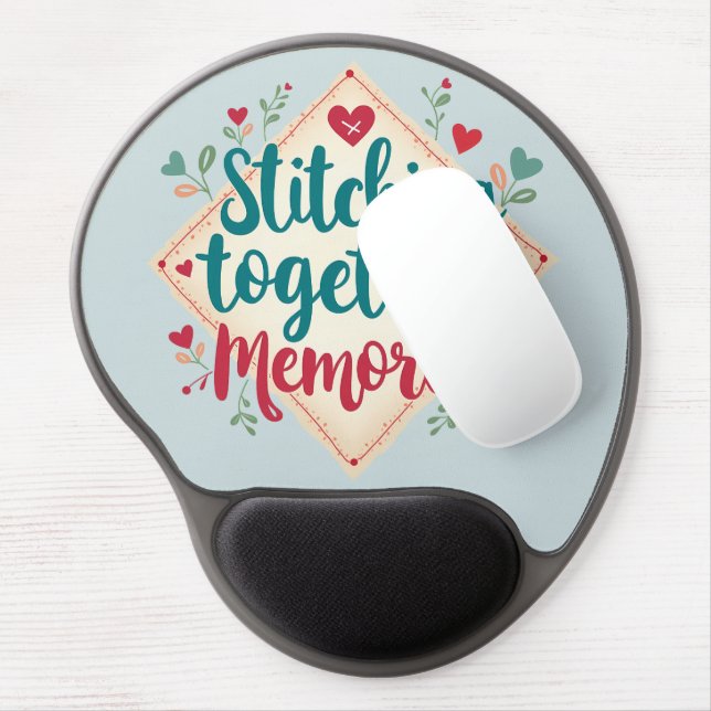 Stitching Together Memories Embroidery Art Gel Mouse Pad (Left Side)