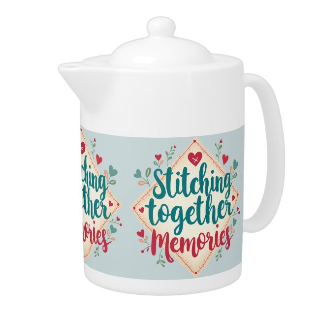 Stitching Together Memories Embroidery Art Teapot (Right)
