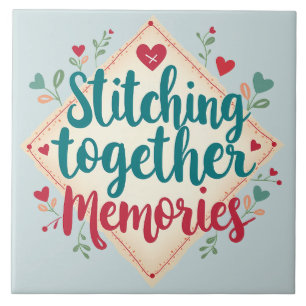 Stitching Together Memories Embroidery Ceramic Tile