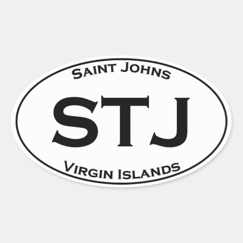 STJ _ Saint Johns Virgin Islands Euro Style Oval Oval Sticker
