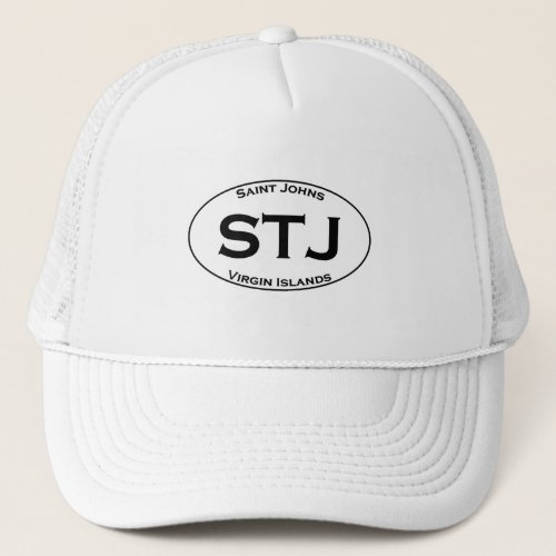 STJ _ Saint Johns Virgin Islands Euro Style Oval Trucker Hat