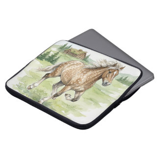Stjarna Icelandic Horse Galloping in meadow Laptop Sleeve