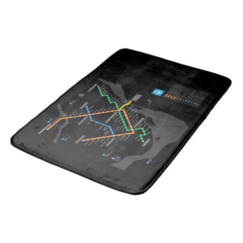 STM Montreal Metro Subway Map Black Background HD Bath Mat