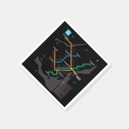 STM Montreal Metro Subway Map Black Background HD Napkins