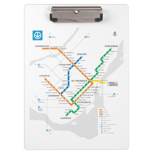 STM Montreal Metro Subway Map light white HD Clipboard
