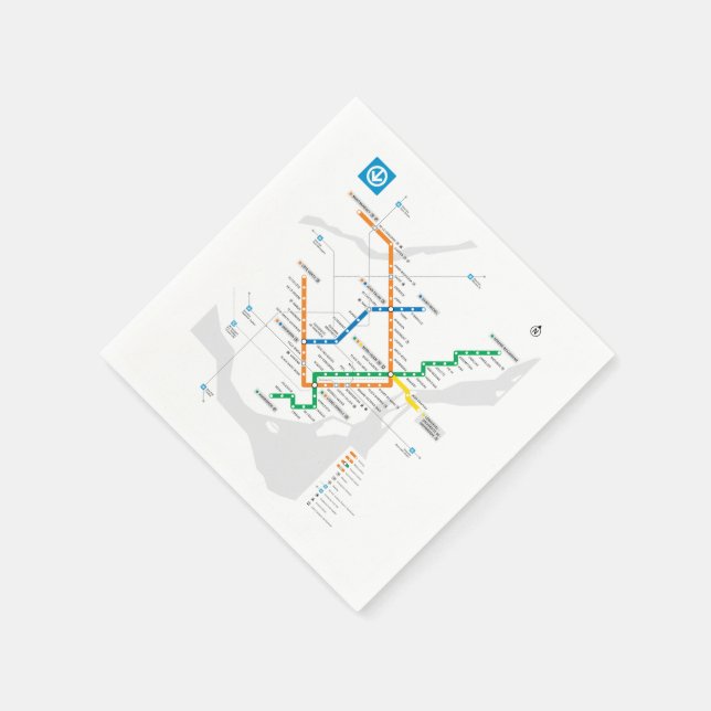 STM Montreal Metro Subway Map light white HD Napkins (Corner)