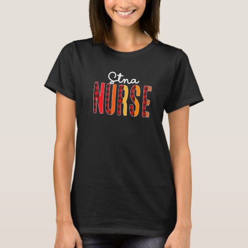 Stna Nurse Plaid Red Love Heart Stethoscope Rn Nur T_Shirt