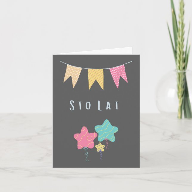 Sto lat Polish birthday nameday congratulations  Card (Front)