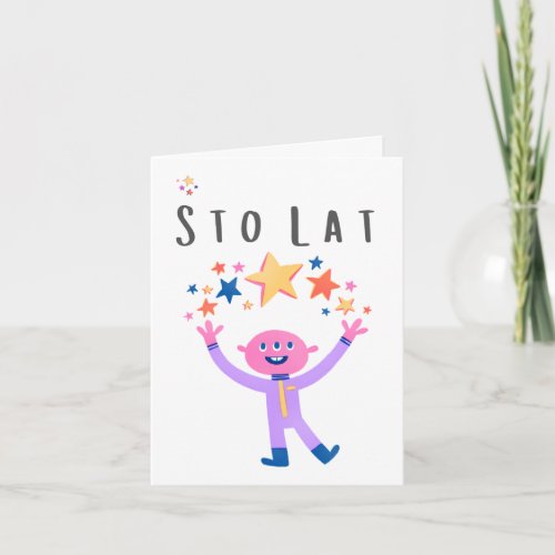 Sto lat Polish birthday nameday congratulations  Card