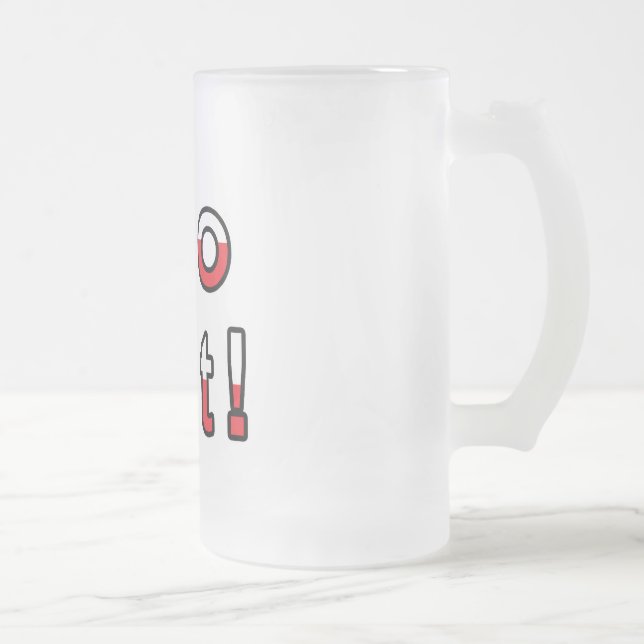 Sto Lat Polish Flag Frosted Glass Beer Mug (Right)