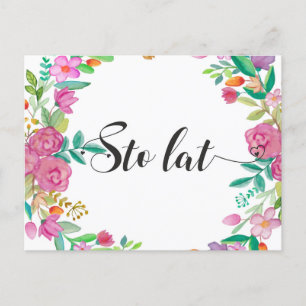 Sto lat Polish Happy Birthday Poland Gift Postcard