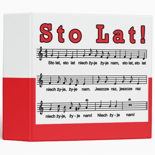Sto Lat! Song 3 Ring Binder (Front/Spine)