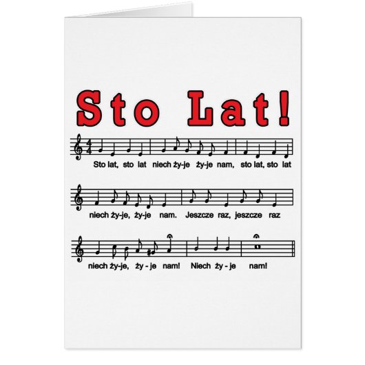 Sto Lat! Song Cards (Front)