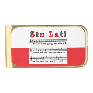 Sto Lat! Song Gold Finish Money Clip